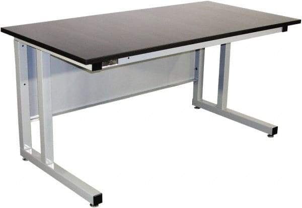 Proline - 60 Wide x 30" Deep x 30" High, Chem-Guard Workbench - Fixed Legs With Adjustable Height Glides, Gray - Benchmark Tooling