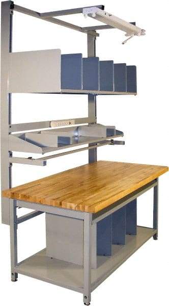 Proline - 60 Wide x 30" Deep x 36" High, Butcher Block Maple Workbench - Adjustable Height Legs, Gray - Benchmark Tooling