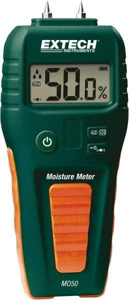 FLIR - 41 to 113°F Operating Temp, Moisture Meter - Digital Display, Accurate to ±3%, Includes (4) Pins, Protective Cap, 9V Battery - Benchmark Tooling