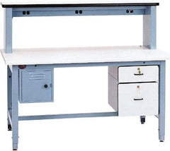 Proline - 60 Wide x 30" Deep x 30" High, Static Dissipative Workbench - Rolled Edge, Adjustable Height Legs, Light Blue - Benchmark Tooling