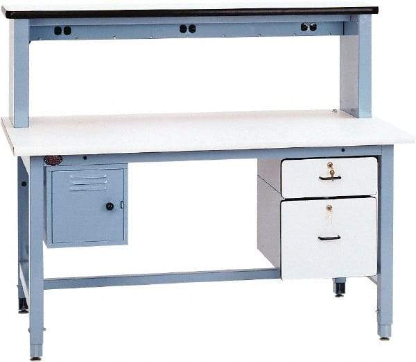 Proline - 72 Wide x 30" Deep x 30" High, Plastic Laminate Workbench - Rolled Edge, Adjustable Height Legs, Light Blue - Benchmark Tooling
