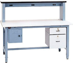 Proline - 72 Wide x 30" Deep x 30" High, Plastic Laminate Workbench - Rolled Edge, Adjustable Height Legs, Light Blue - Benchmark Tooling