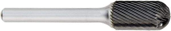 OSG - 3/4" Cut Diam, 1/4" Shank Diam, Cylinder with Radius Head Fluted Cut Burr - Carbide, Radius End, 1" LOC, 2" OAL - Benchmark Tooling