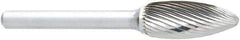 OSG - 5/8" Cut Diam, 1/4" Shank Diam, Flame Head Fluted Cut Burr - Carbide, Radius End, 1-7/16" LOC, 2" OAL - Benchmark Tooling