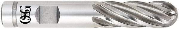 OSG - 5/8" Diam, 1-5/8" LOC, 6 Flute Powdered Metal Ball End Mill - Uncoated, Single End, 3-3/4" OAL, 5/8" Shank Diam, Spiral Flute - Benchmark Tooling