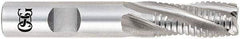 OSG - 2" Diam, 8" LOC, 6 Flute Cobalt Roughing & Finishing Square End Mill - Uncoated, 11-3/4" OAL, 2" Shank Diam, Weldon Shank, 30° Helix, Centercutting, Long Length - Benchmark Tooling