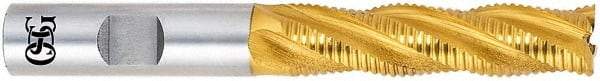 OSG - 1-1/4" Diam, 3" LOC, 6 Flute Cobalt Roughing Square End Mill - TiN Finish, 5-1/2" OAL, 1-1/4" Shank Diam, Single End - Benchmark Tooling