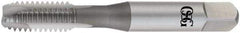OSG - 7/16-20 UNF, 3 Flute, Oxide Finish, High Speed Steel Spiral Point Tap - Plug Chamfer, Right Hand Thread, 3-5/32" OAL, 1-7/16" Thread Length, 0.323" Shank Diam, Series 105H - Exact Industrial Supply
