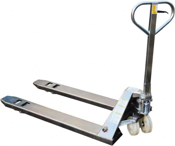 Vestil - 5,500 Lb Capacity, 7-3/4" Lift Zinc Plating Pallet Truck - 2-7/8" Min Lift Height, 48" Fork Length x 27" Fork Width, 27" Overall Width - Benchmark Tooling