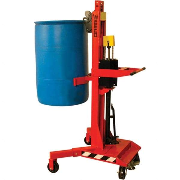 Wesco Industrial Products - 1,100 Lb Load Capacity, 30, 55 & 85 Gal Drum Grab - 41" Wide x 66" High, 4 Steel Wheels - Benchmark Tooling