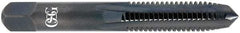 OSG - 3/4-16 UNF 3B 4 Flute TiCN Finish High Speed Steel Straight Flute Standard Hand Tap - Taper, Right Hand Thread, 4-1/4" OAL, 2" Thread Length, H3 Limit, Oversize - Benchmark Tooling