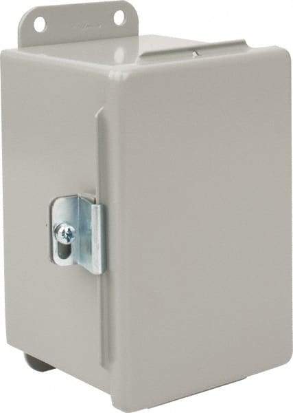 nVent Hoffman - Steel Junction Box Enclosure Hinge Flat Cover - NEMA 12, 13, 4" Wide x 6" High x 4" Deep - Benchmark Tooling