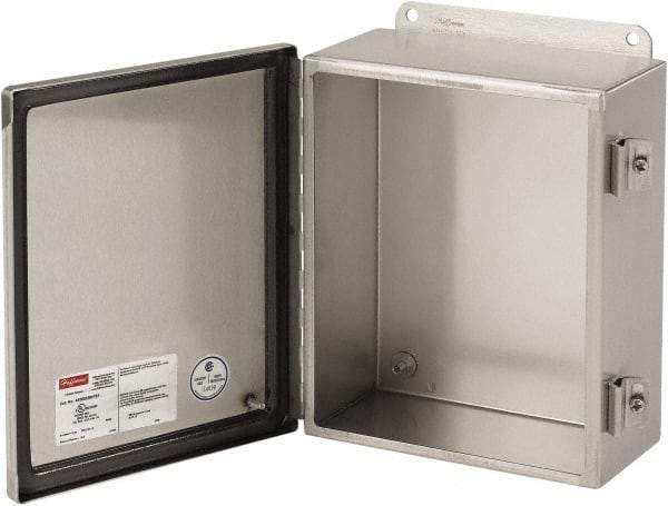 nVent Hoffman - Stainless Steel Junction Box Enclosure Hinge Flat Cover - NEMA 4, 12, 13, 4X, 8" Wide x 10" High x 4" Deep - Benchmark Tooling