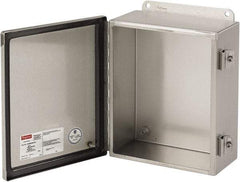 nVent Hoffman - Stainless Steel Junction Box Enclosure Hinge Flat Cover - NEMA 4, 12, 13, 4X, 12" Wide x 14" High x 6" Deep - Benchmark Tooling