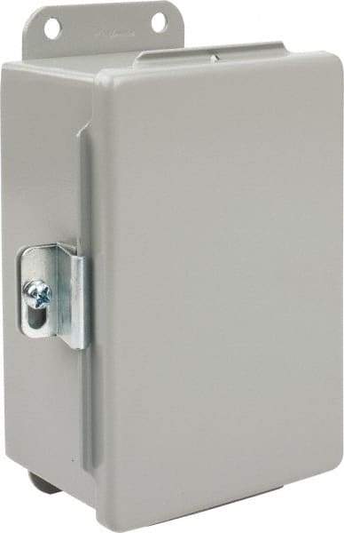 nVent Hoffman - Steel Junction Box Enclosure Hinge Flat Cover - NEMA 12, 13, 4" Wide x 6" High x 3" Deep - Benchmark Tooling