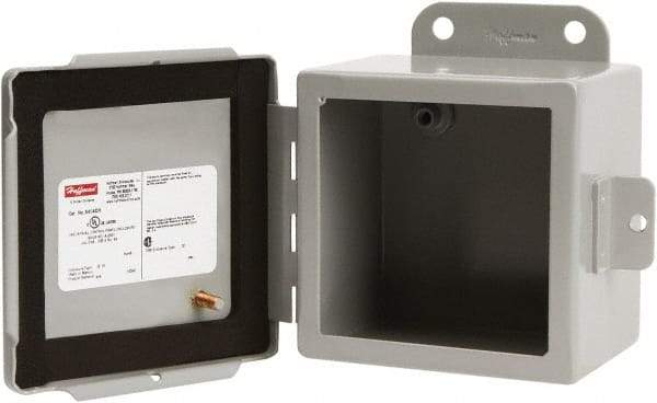 nVent Hoffman - Steel Junction Box Enclosure Hinge Flat Cover - NEMA 12, 13, 6" Wide x 8" High x 3-1/2" Deep - Benchmark Tooling