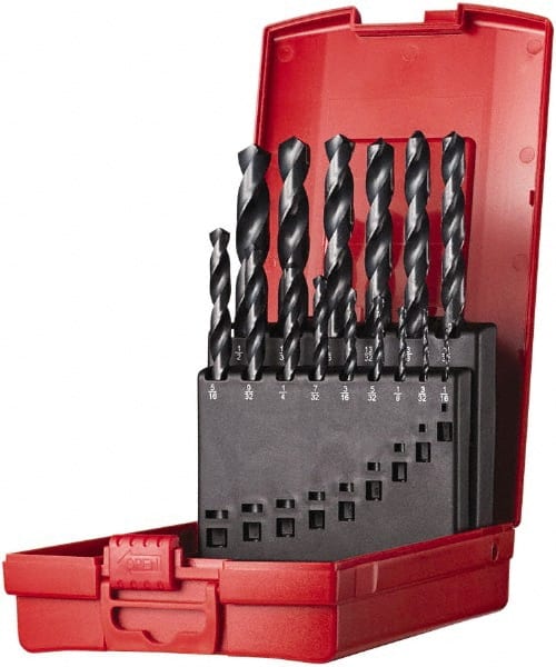 DORMER - 1/16 to 1/2", 118° Point, Oxide Finish, High Speed Steel Jobber Length Drill Bit Set - Benchmark Tooling