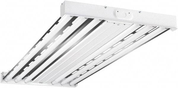 Cooper Lighting - 4 Lamps, 54 Watts, Fluorescent, High Bay Fixture - 48" Long x 2-15/32" High x 19-17/32" Wide, 120-277 Volt, Steel Housing - Benchmark Tooling