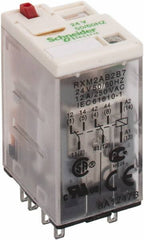 Square D - 8 Pins, 1.2 VA Power Rating, Ice Cube Electromechanical Plug-in General Purpose Relay - 12 Amp at 277 VAC, DPDT, 24 VAC, 21mm Wide x 40mm High x 27mm Deep - Benchmark Tooling