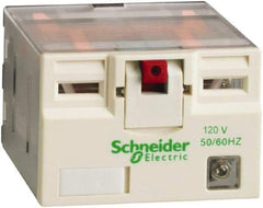 Square D - 14 Pins, 2.5 VA Power Rating, Ice Cube Electromechanical Plug-in General Purpose Relay - 15 Amp at 250 VAC, 4PDT, 120 VAC, 41mm Wide x 39mm High x 27mm Deep - Benchmark Tooling