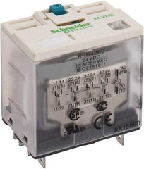 Square D - 14 Pins, Ice Cube Electromechanical Plug-in General Purpose Relay - 15 Amp at 277 V, 4PDT, 24 VDC, 41mm Wide x 39mm High x 27mm Deep - Benchmark Tooling