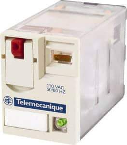 Schneider Electric - 3,000 VA Power Rating, Electromechanical Plug-in General Purpose Relay - 12 Amp at 250/277 VAC & 28 VDC, 6 Amp at 250 VAC & 28 VDC, 2CO, 110 VDC - Benchmark Tooling