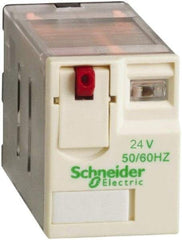 Square D - 5 Pins, 1.1 VA Power Rating, Ice Cube Electromechanical Plug-in General Purpose Relay - 15 Amp at 250 VAC, DPDT, 24 VAC, 21mm Wide x 39mm High x 27mm Deep - Benchmark Tooling