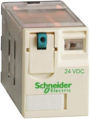 Square D - 8 Pins, Ice Cube Electromechanical Plug-in General Purpose Relay - 15 Amp at 277 V, DPDT, 24 VDC, 21mm Wide x 39mm High x 27mm Deep - Benchmark Tooling