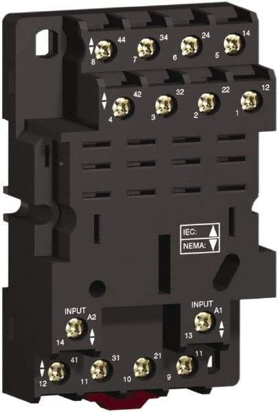 Square D - 14 Pins, 250 Volt, 16 Amp, 4PDT, Ice Cube Relay Socket - DIN Rail Mount, Screw Panel Mount, Screw Clamp Terminal - Benchmark Tooling