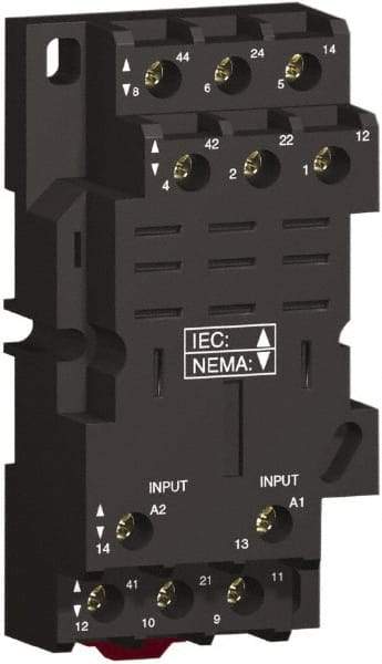 Square D - 11 Pins, 250 Volt, 16 Amp, 3PDT, Ice Cube Relay Socket - DIN Rail Mount, Screw Panel Mount, Screw Clamp Terminal - Benchmark Tooling