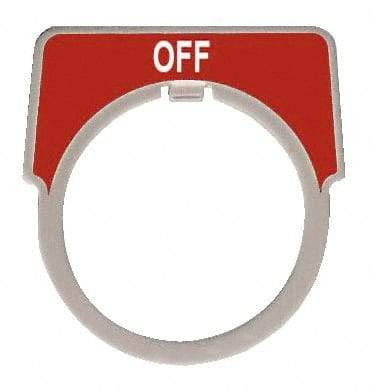 Square D - Half Round, Aluminum Legend Plate - Off - Red Background, White Letters, 1.18 Inch Hole Diameter - Benchmark Tooling