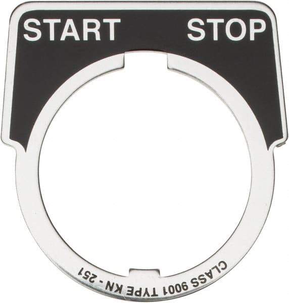 Square D - Metal Legend Plate - Start-Stop - Black Background, White Letters, 30mm Hole Diameter - Benchmark Tooling