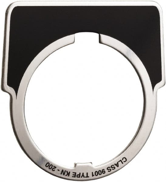 Square D - Metal Legend Plate - Jog - Black Background, White Letters, 30mm Hole Diameter - Benchmark Tooling