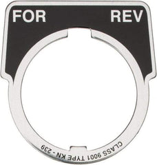 Square D - Metal Legend Plate - For-Rev - Black Background, White Letters, 30mm Hole Diameter - Benchmark Tooling