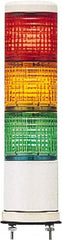 Square D - Red, Green & Orange LED Flashing & Steady Stackable Tower Light with Buzzer - 70 to 85 dB, Base Mount, IP23 (Vertical Surface), IP54 (Flat Surface), 24 VAC/VDC, 14 to 122°F - Benchmark Tooling