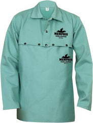 MCR Safety - Size S, Flame Resistant, Cape Sleeves & Bib - Cotton, 14 oz, Green - Benchmark Tooling