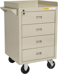 Value Collection - 600 Lb Capacity, 4 Drawer Mobile Bench - 23" Wide x 22" Deep x 38.19" High, Steel, Putty - Benchmark Tooling