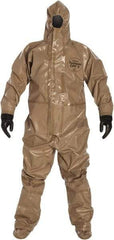 Dupont - Size XL Hazmat Chemical Resistant Coveralls - Tan, Zipper Closure, Elastic Cuffs - Benchmark Tooling