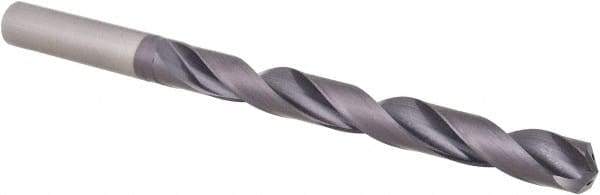 OSG - 12mm, 140° Point, Spiral Flute, Solid Carbide Taper Length Drill Bit - WD1 Finish, 114mm Flute Length, 163mm OAL, Series HP258 - Benchmark Tooling