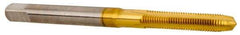 Vermont Tap & Die - M3x0.50 Metric Coarse 6H 3 Flute TiN Finish High Speed Steel Straight Flute Standard Hand Tap - Plug, Right Hand Thread, 1-15/16" OAL, 5/8" Thread Length, D3 Limit, Oversize - Exact Industrial Supply
