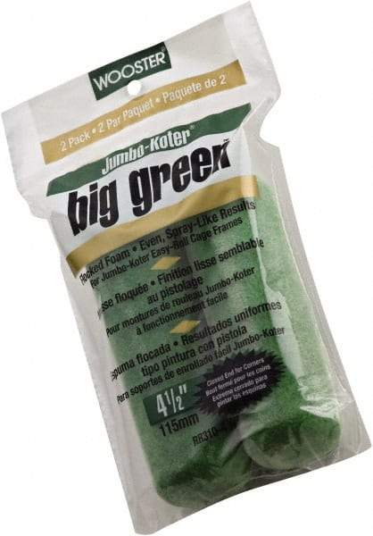 Wooster Brush - 3/8" Nap, 4-1/2" Wide Paint Mini Roller Covers - Smooth Texture, Foam - Benchmark Tooling