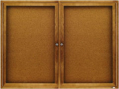 Quartet - 48" Wide x 36" High Enclosed Cork Bulletin Board - Natural (Color) - Benchmark Tooling