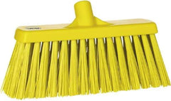 Vikan - 12" Heavy Duty Synthetic Push Broom - 2" Bristle Length, Plastic Block, European Threaded Handle Connection - Benchmark Tooling