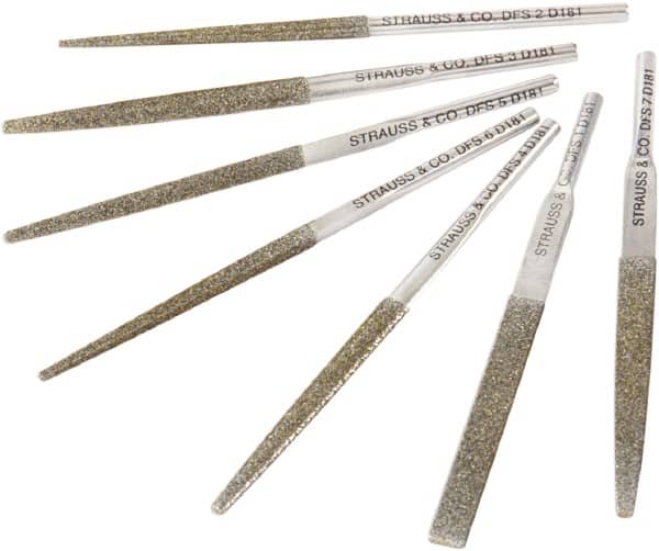 Strauss - 3.346" OAL Coarse Round Needle Diamond File - 0.118" Wide x 0.118" Thick, 1.77 LOC, Gray, 181 Grit - Benchmark Tooling