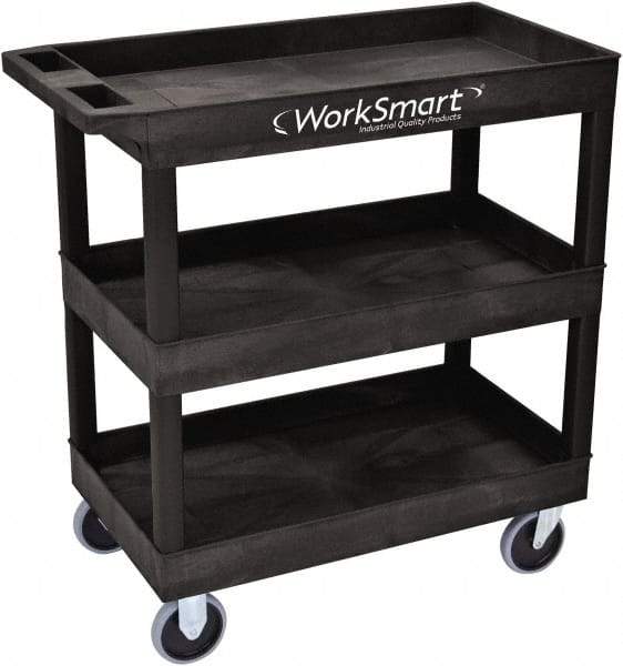 Value Collection - 500 Lb Capacity, 18" Wide x 35" Long x 36" High Shelf Cart - 3 Shelf, Plastic, 2 Rigid/2 Swivel Casters - Benchmark Tooling