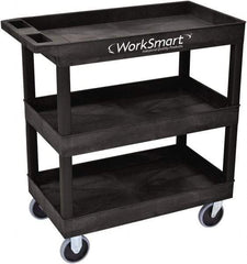 Value Collection - 500 Lb Capacity, 18" Wide x 35" Long x 36" High Shelf Cart - 3 Shelf, Plastic, 2 Rigid/2 Swivel Casters - Benchmark Tooling