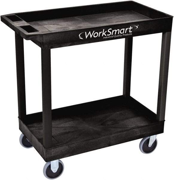 Value Collection - 500 Lb Capacity, 18" Wide x 35" Long x 35" High Shelf Cart - 2 Shelf, Plastic, 2 Rigid/2 Swivel Casters - Benchmark Tooling