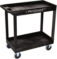 Value Collection - 500 Lb Capacity, 18" Wide x 35" Long x 35" High Shelf Cart - 2 Shelf, Plastic, 2 Rigid/2 Swivel Casters - Benchmark Tooling