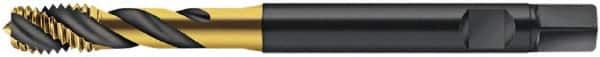 Walter-Prototyp - M2.5x0.45 Metric 3 Flute 6HX Modified Bottoming Spiral Flute Tap - Cobalt, TiN Finish, 70mm OAL, Right Hand Flute, Right Hand Thread, Series S2051305 - Exact Industrial Supply
