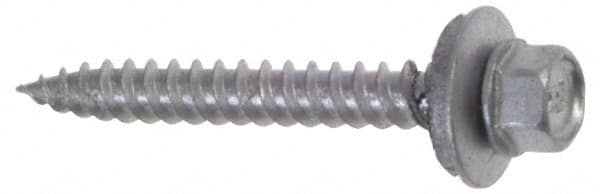 Buildex - #9 Hex Washer Head Sheet Metal Screw - Steel, 1" Length Under Head - Benchmark Tooling